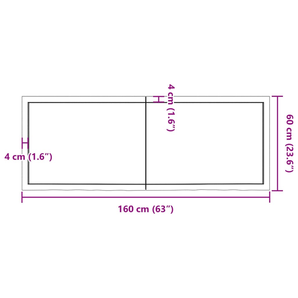 Ripiano Muro Marrone 160x60x(2-6) cm Massello Rovere Trattato - homemem39