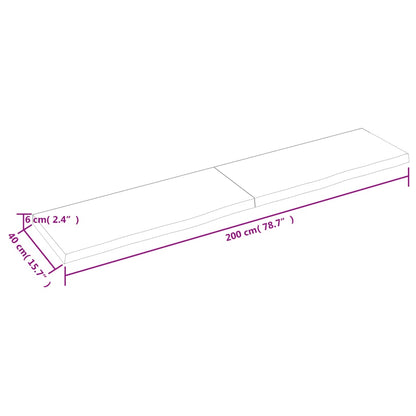 Ripiano Muro Marrone 200x40x(2-6) cm Massello Rovere Trattato - homemem39