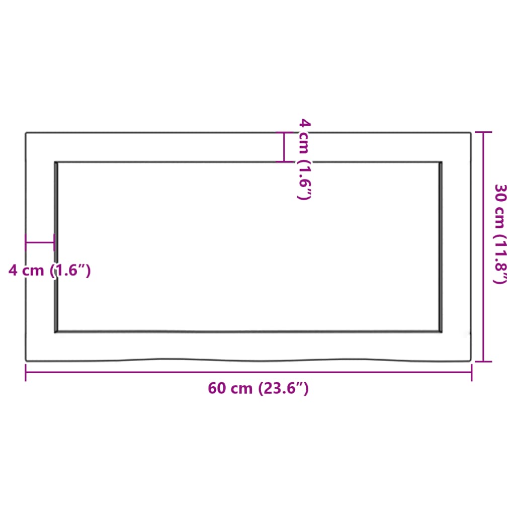 Ripiano Marrone Scuro 60x30x(2-4) cm Massello Rovere Trattato - homemem39