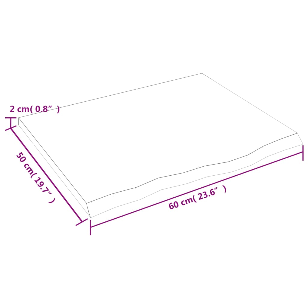 Ripiano Muro Marrone Scuro 60x50x2 cm Massello Rovere Trattato - homemem39