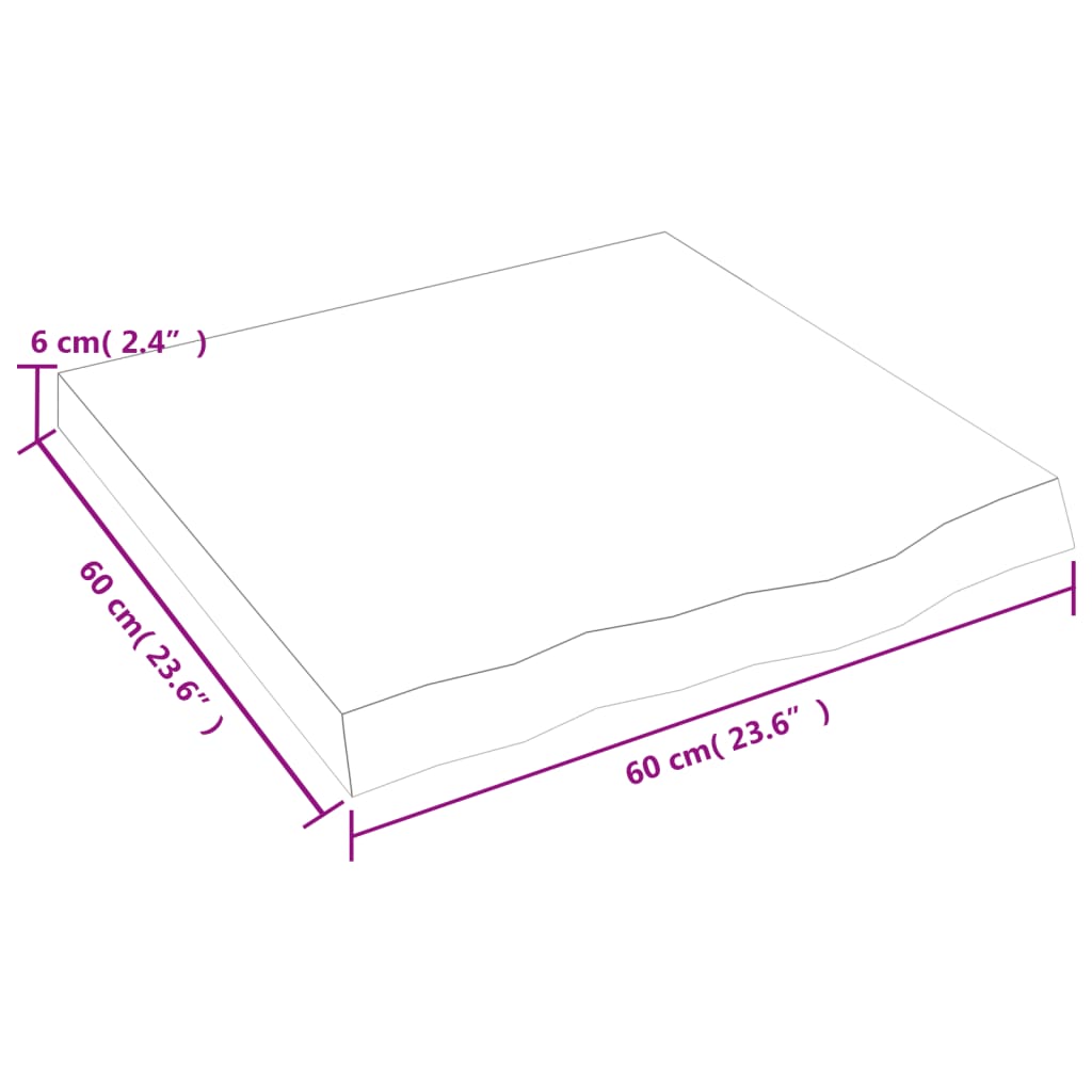 Ripiano Marrone Scuro 60x60x(2-6) cm Massello Rovere Trattato - homemem39