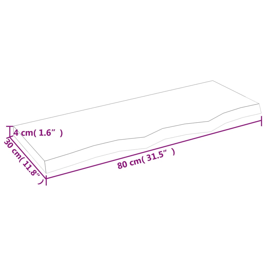 Ripiano Marrone Scuro 80x30x(2-4) cm Massello Rovere Trattato - homemem39