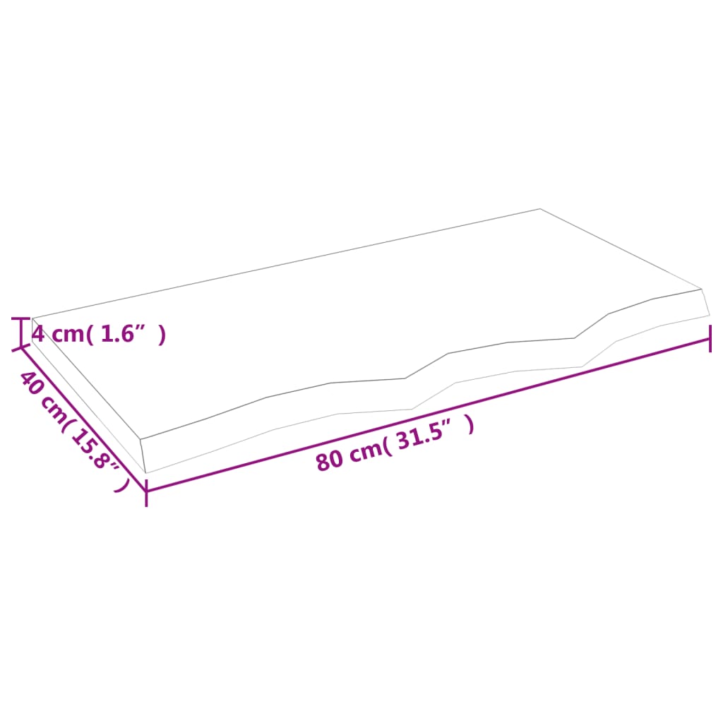 Ripiano Marrone Scuro 80x40x(2-4) cm Massello Rovere Trattato - homemem39