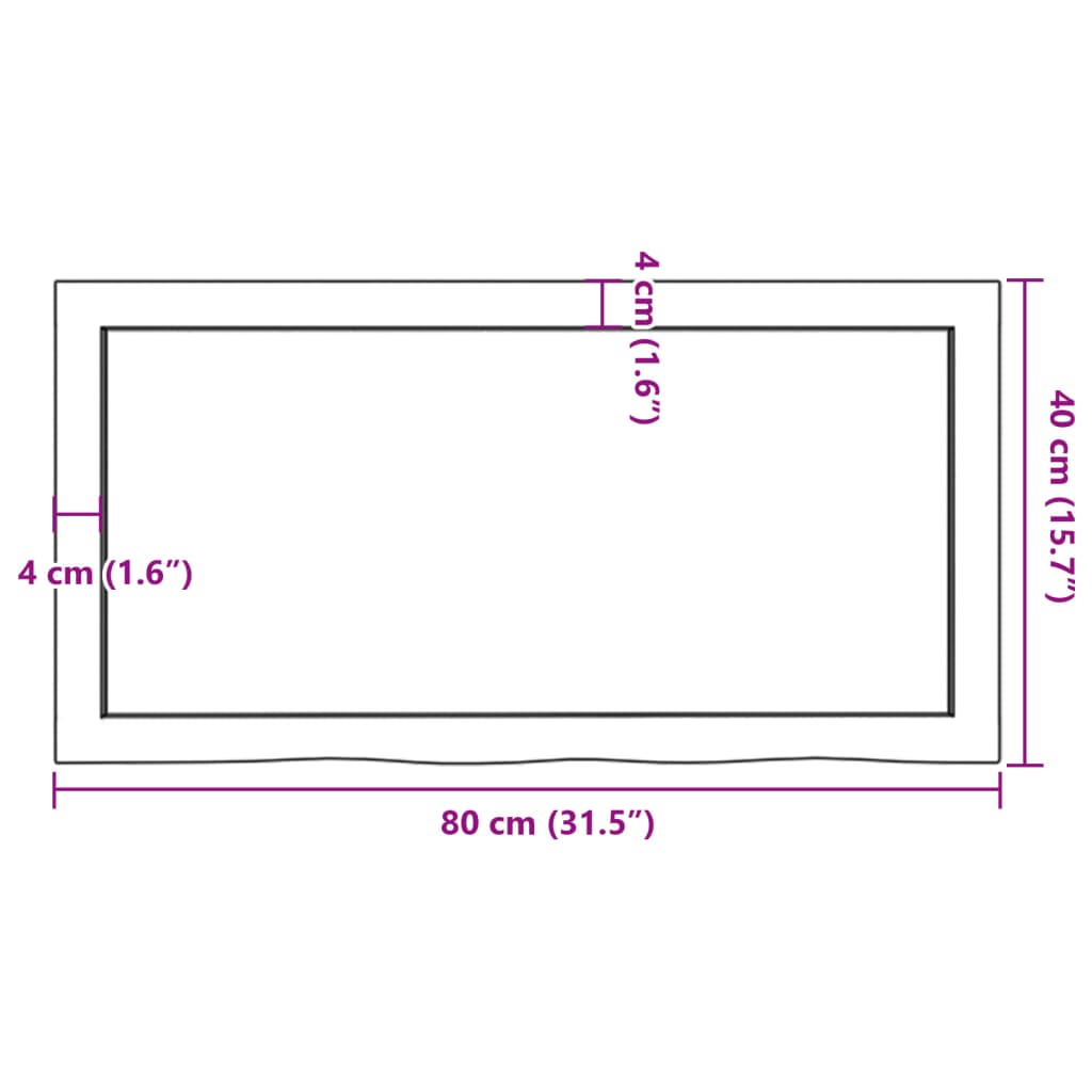 Ripiano Marrone Scuro 80x40x(2-4) cm Massello Rovere Trattato - homemem39