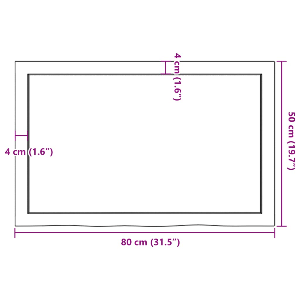 Ripiano Marrone Scuro 80x50x(2-4) cm Massello Rovere Trattato - homemem39