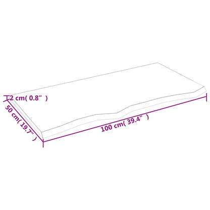 Dunkelbraunes Wandregal 100 x 50 x 2 cm, behandelte massive Eiche