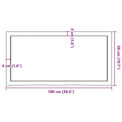 Ripiano Marrone Scuro 100x50x(2-4) cm Massello Rovere Trattato - homemem39