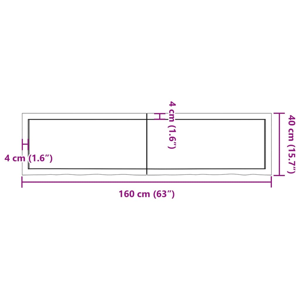 Ripiano Marrone Scuro 160x40x(2-6) cm Massello Rovere Trattato - homemem39