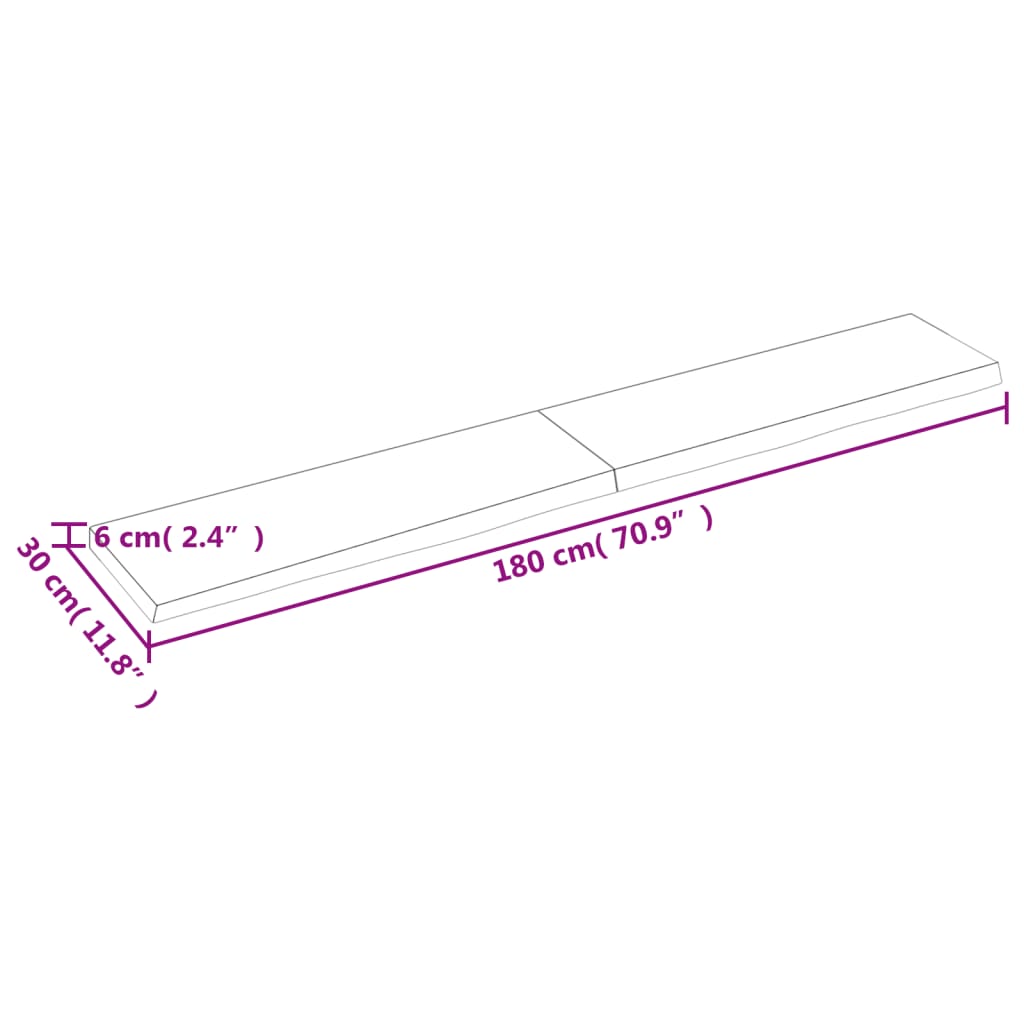 Ripiano Marrone Scuro 180x30x(2-6) cm Massello Rovere Trattato - homemem39