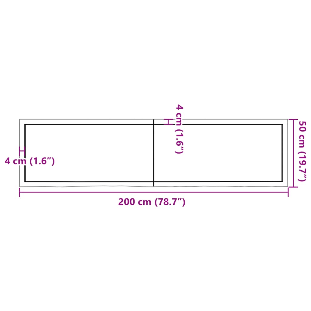 Ripiano Marrone Scuro 200x50x(2-4) cm Massello Rovere Trattato - homemem39