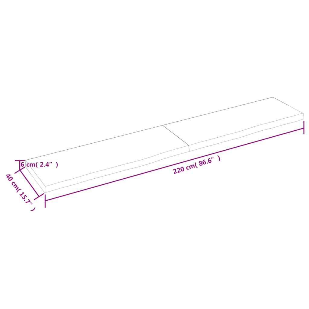 Ripiano Marrone Scuro 220x40x(2-6) cm Massello Rovere Trattato - homemem39