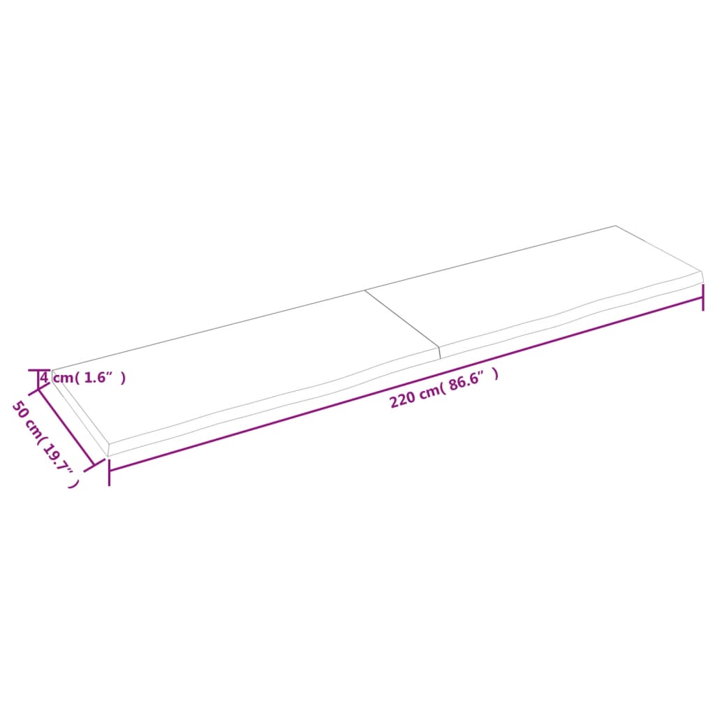 Ripiano Marrone Scuro 220x50x(2-4) cm Massello Rovere Trattato - homemem39