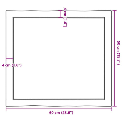 Piano per Tavolo 60x50x(2-4) cm Rovere Non Trattato Bordi Vivi - homemem39