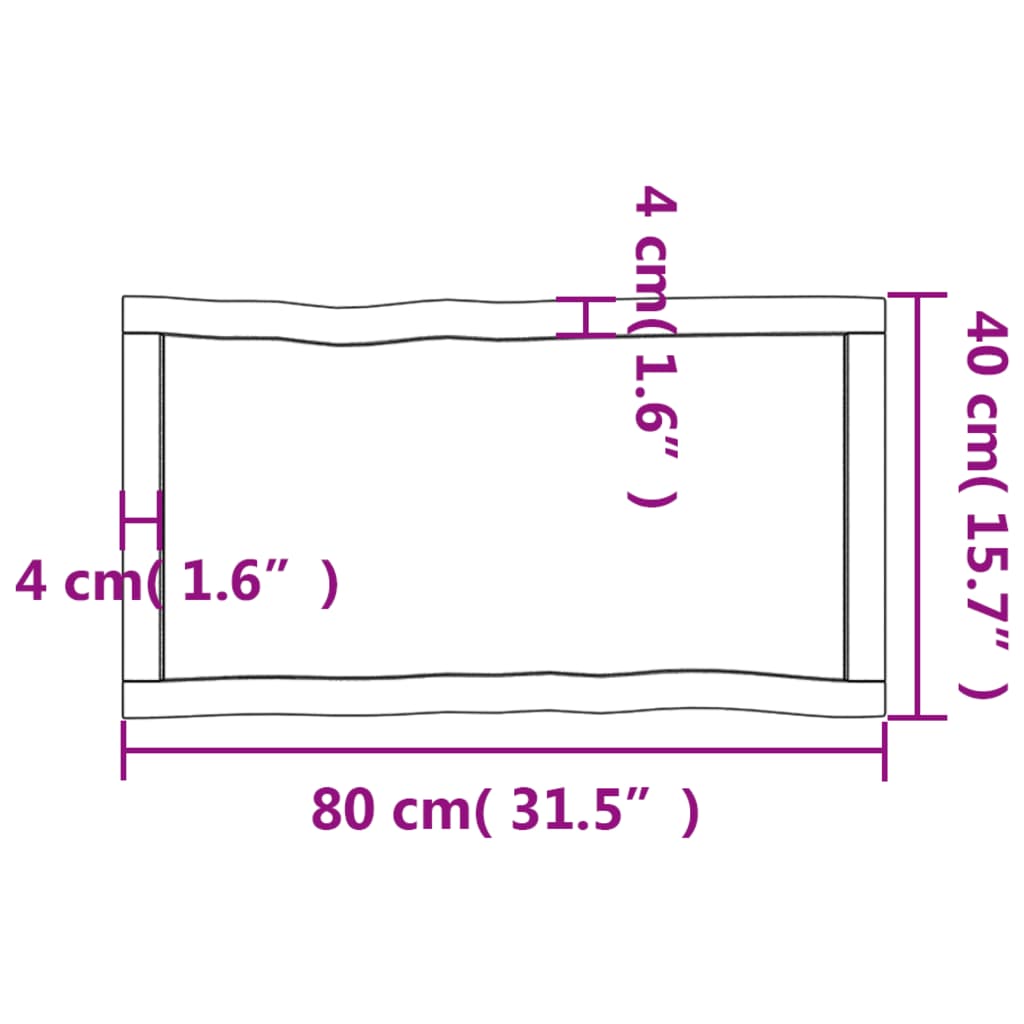 Piano per Tavolo 80x40x(2-4) cm Rovere Non Trattato Bordi Vivi - homemem39