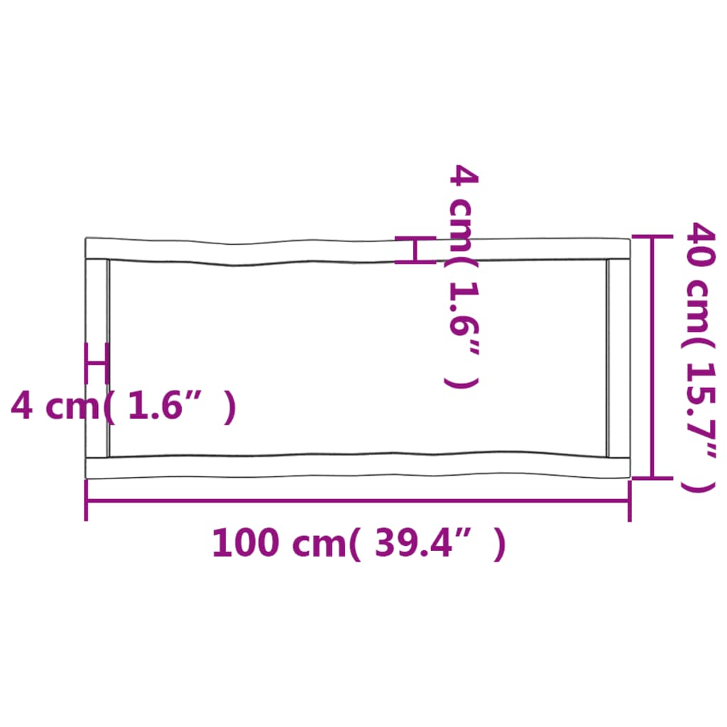 Piano per Tavolo 100x40x(2-4) cm Rovere Non Trattato Bordi Vivi - homemem39