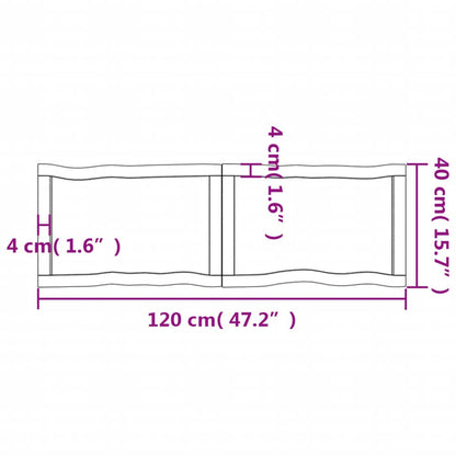 Piano per Tavolo 120x40x(2-6) cm Rovere Non Trattato Bordi Vivi - homemem39