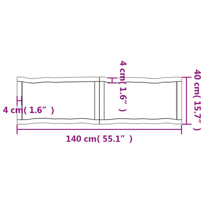 Piano per Tavolo 140x40x(2-6) cm Rovere Non Trattato Bordi Vivi - homemem39