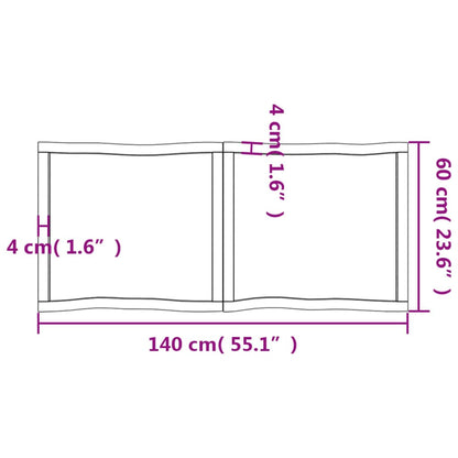 Piano per Tavolo 140x60x(2-4) cm Rovere Non Trattato Bordi Vivi - homemem39