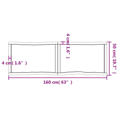 Piano per Tavolo 160x50x(2-6) cm Rovere Non Trattato Bordi Vivi - homemem39