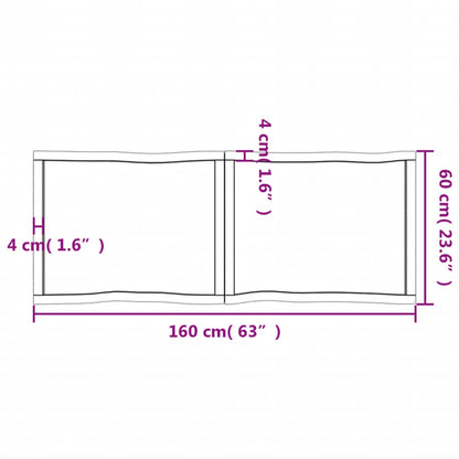 Piano per Tavolo 160x60x(2-4) cm Rovere Non Trattato Bordi Vivi - homemem39