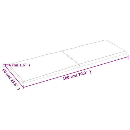 Piano per Tavolo 180x60x(2-4) cm Rovere Non Trattato Bordi Vivi - homemem39