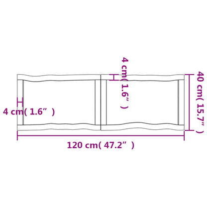 Piano Tavolo Marrone Chiaro 120x40x(2-4) cm Rovere Non Trattato - homemem39