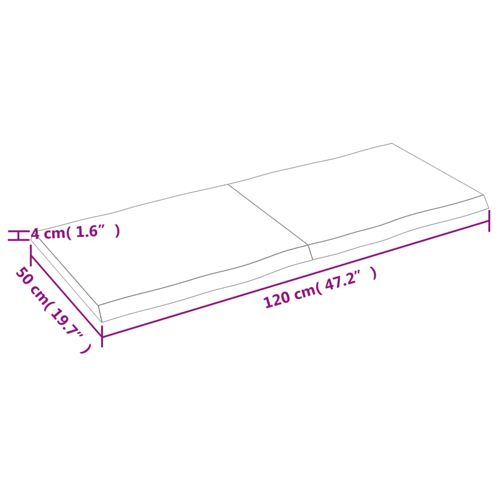 Piano Tavolo Marrone Chiaro 120x50x(2-4) cm Rovere Non Trattato - homemem39