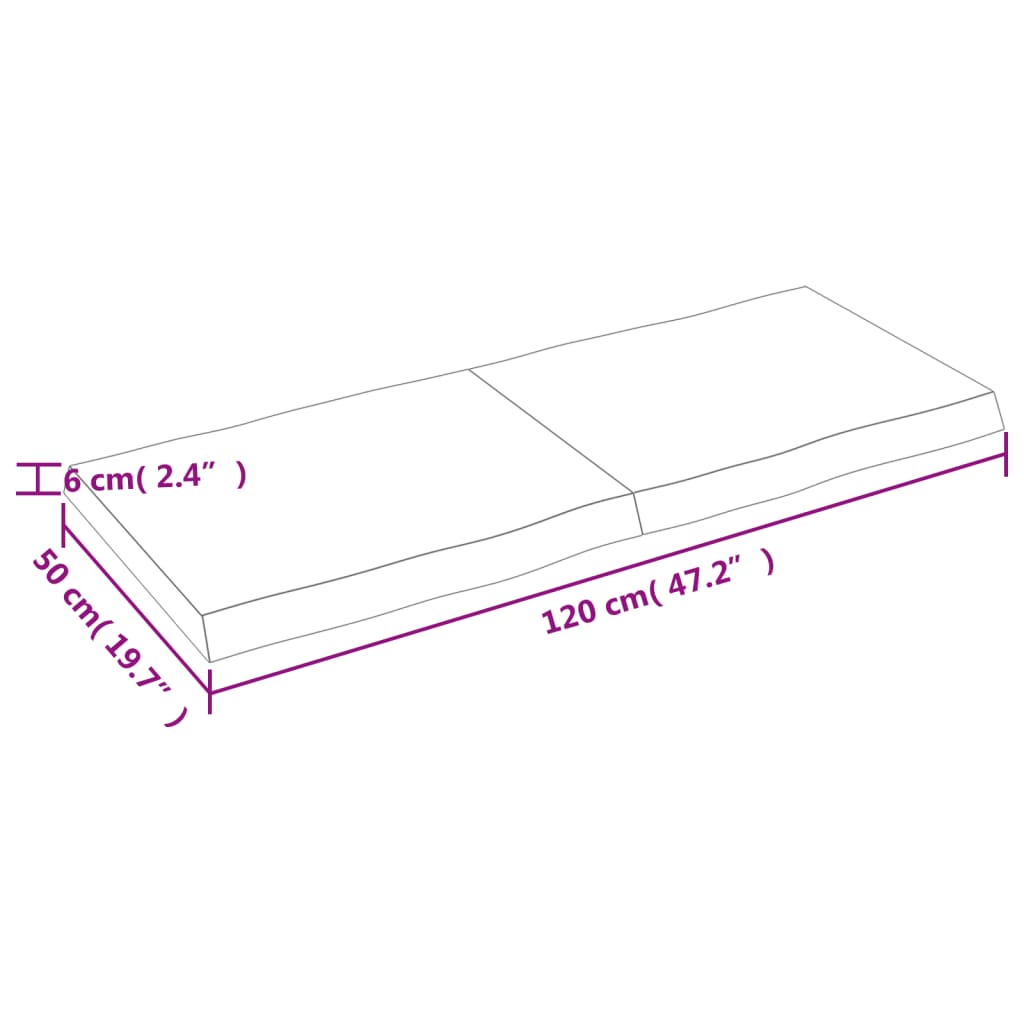 Piano Tavolo Marrone Chiaro 120x50x(2-6) cm Rovere Non Trattato - homemem39