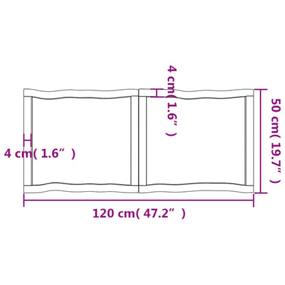 Piano Tavolo Marrone Chiaro 120x50x(2-6) cm Rovere Non Trattato - homemem39