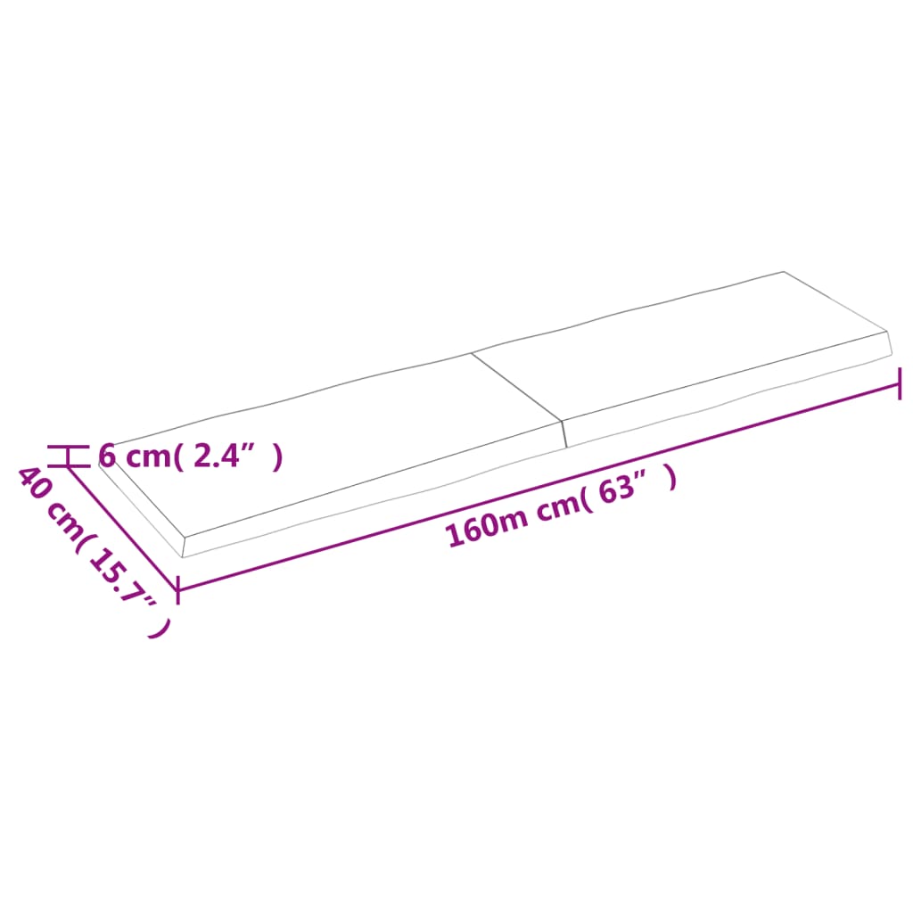 Piano Tavolo Marrone Chiaro 160x40x(2-6) cm Rovere Non Trattato - homemem39