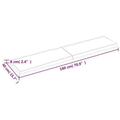 Piano Tavolo Marrone Chiaro 180x40x(2-6) cm Rovere Non Trattato - homemem39