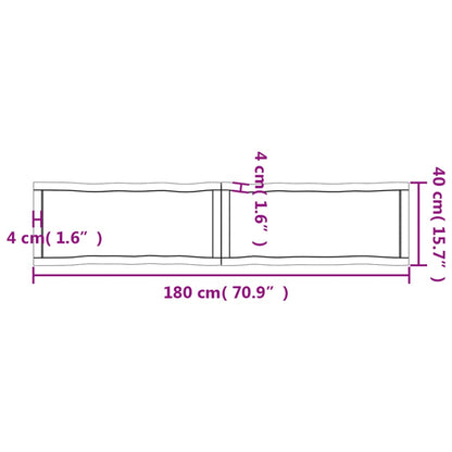 Piano Tavolo Marrone Chiaro 180x40x(2-6) cm Rovere Non Trattato - homemem39