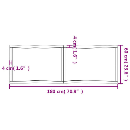 Piano Tavolo Marrone Chiaro 180x60x(2-4) cm Rovere Non Trattato - homemem39