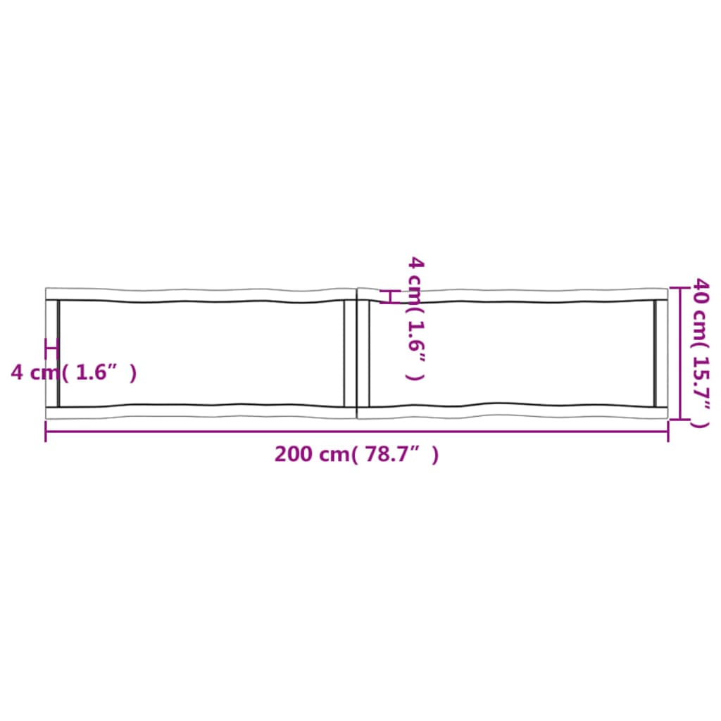 Piano Tavolo Marrone Chiaro 200x40x(2-6) cm Rovere Non Trattato - homemem39