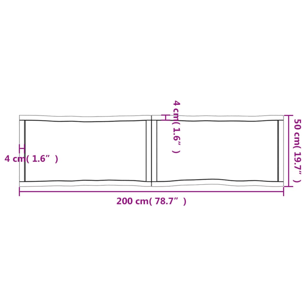 Piano Tavolo Marrone Chiaro 200x50x(2-6) cm Rovere Non Trattato - homemem39