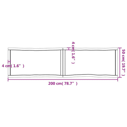 Piano Tavolo Marrone Chiaro 200x50x(2-6) cm Rovere Non Trattato - homemem39