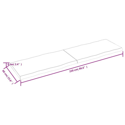 Piano Tavolo Marrone Chiaro 220x60x(2-6) cm Rovere Non Trattato - homemem39