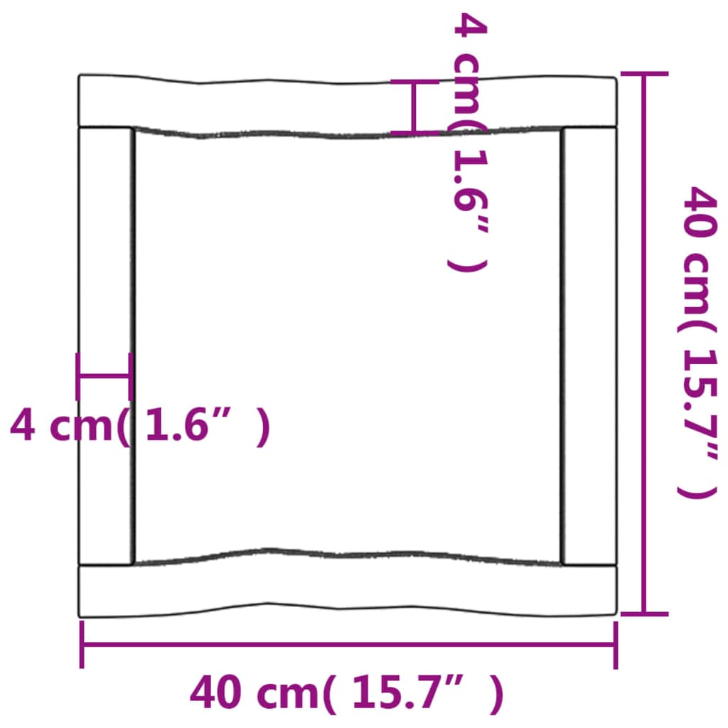 Piano Tavolo Marrone Scuro 40x40x(2-4)cm in Rovere Non Trattato - homemem39