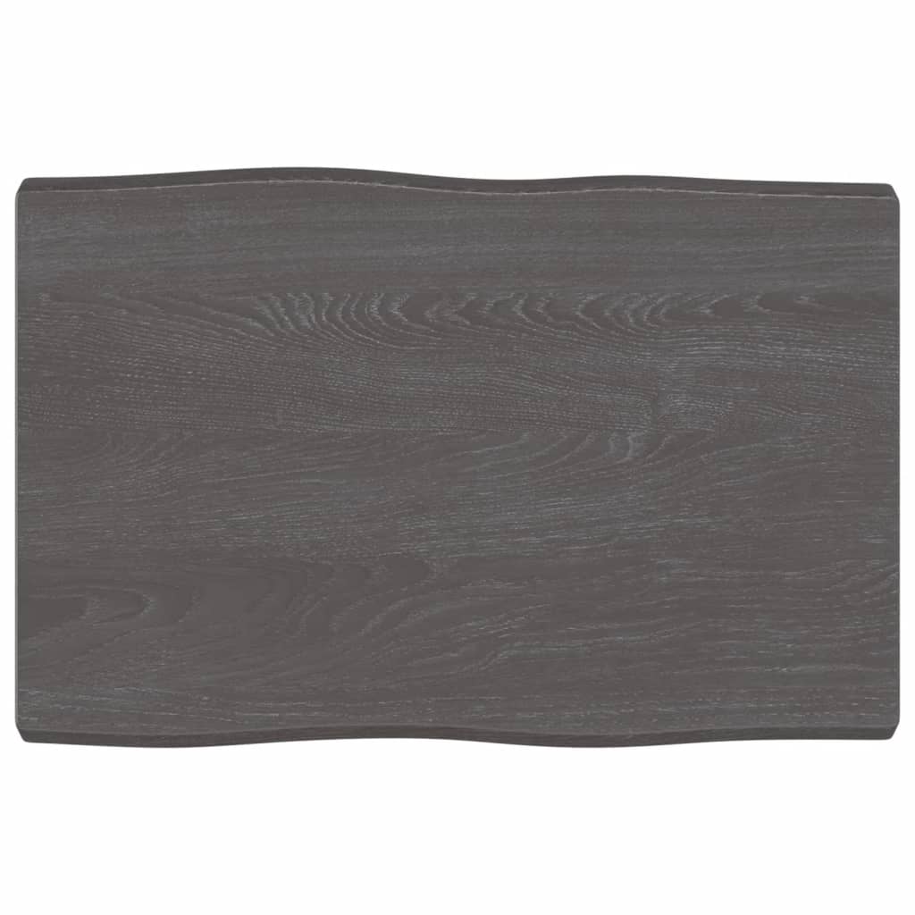 Piano Tavolo Marrone Scuro 60x40x(2-4)cm in Rovere Non Trattato - homemem39