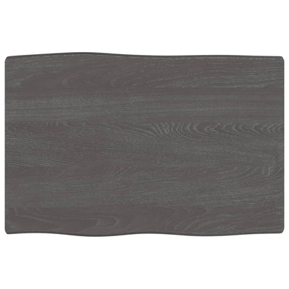 Piano Tavolo Marrone Scuro 60x40x(2-6)cm in Rovere Non Trattato - homemem39