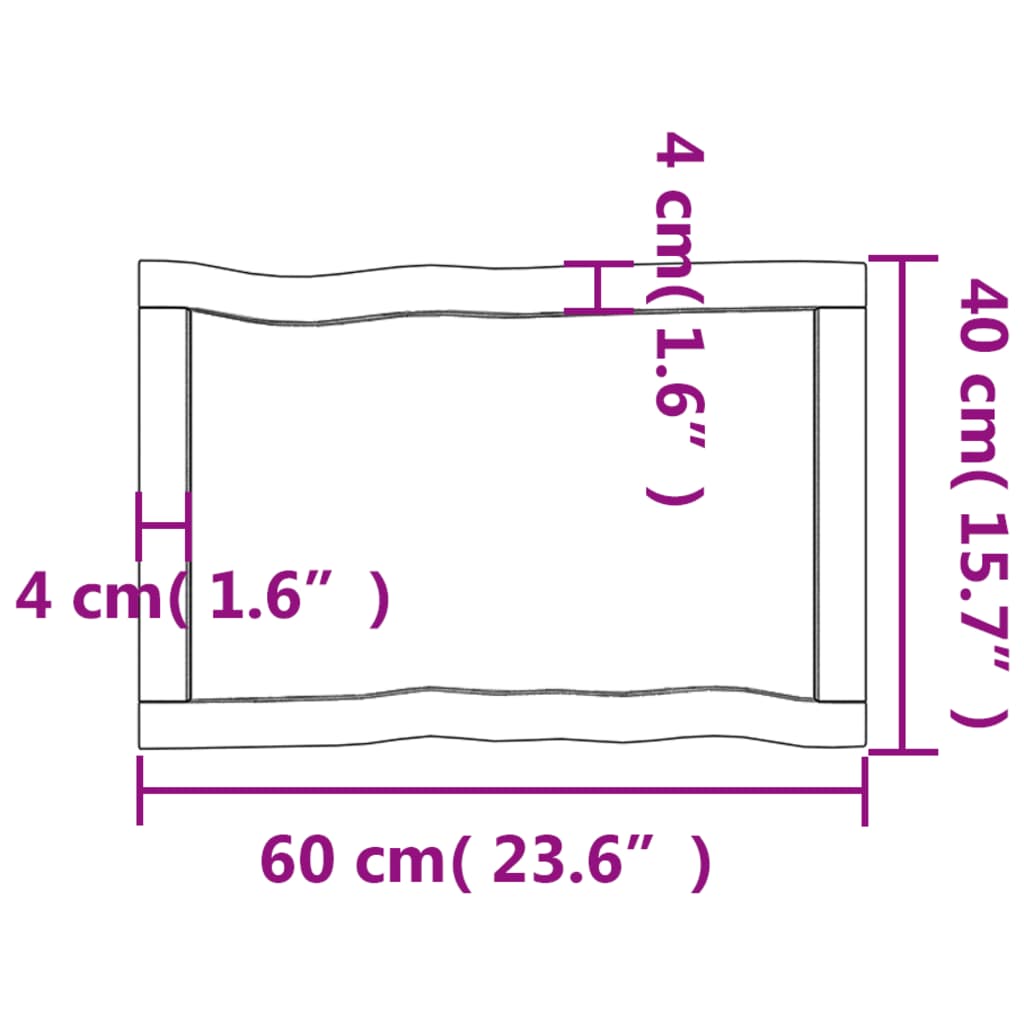 Piano Tavolo Marrone Scuro 60x40x(2-6)cm in Rovere Non Trattato - homemem39