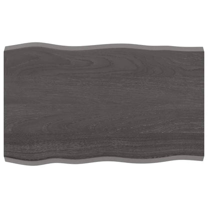 Piano Tavolo Marrone Scuro 80x50x(2-4)cm in Rovere Non Trattato - homemem39