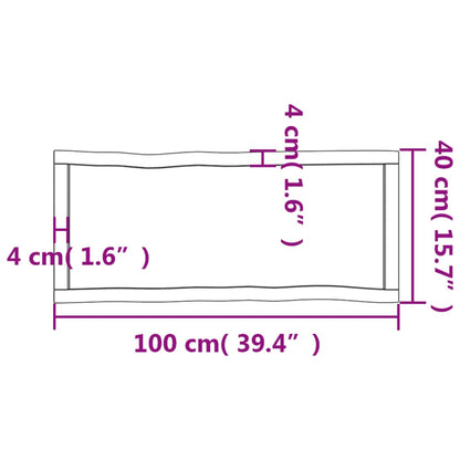 Piano Tavolo Marrone Scuro 100x40x(2-4)cm Rovere Non Trattato - homemem39