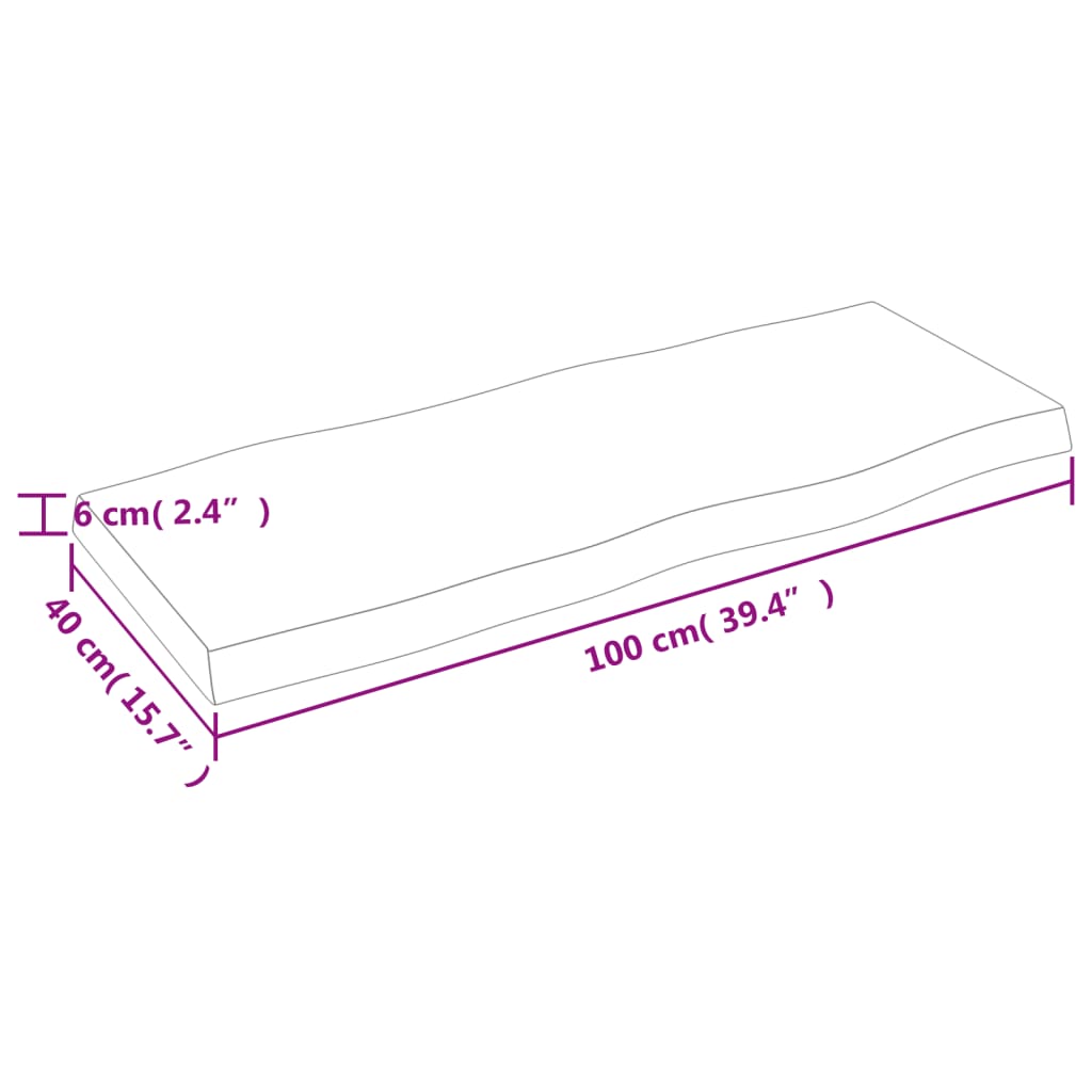 Piano Tavolo Marrone Scuro 100x40x(2-6)cm Rovere Non Trattato - homemem39