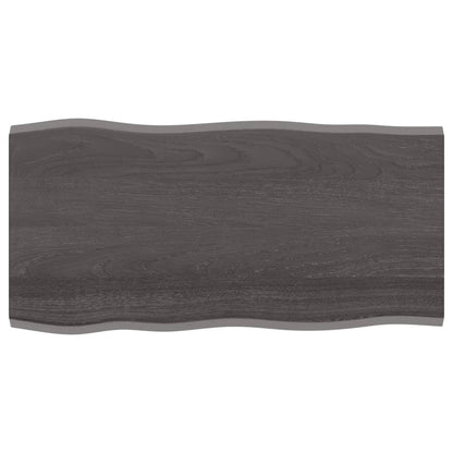 Piano Tavolo Marrone Scuro 100x50x2 cm in Rovere Non Trattato - homemem39