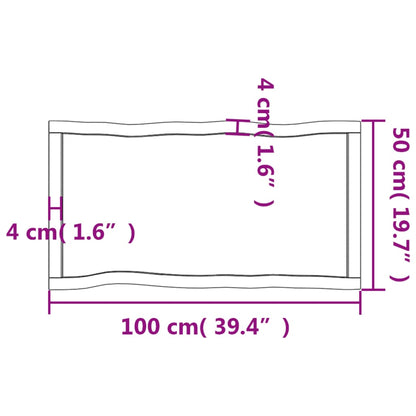 Piano Tavolo Marrone Scuro 100x50x(2-6)cm Rovere Non Trattato - homemem39