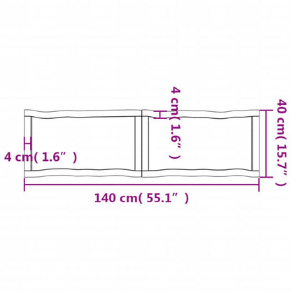 Piano Tavolo Marrone Scuro 140x40x(2-6)cm Rovere Non Trattato - homemem39