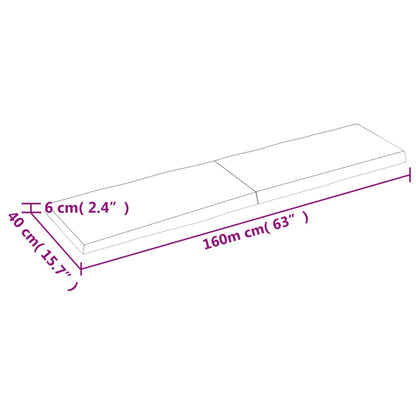 Piano Tavolo Marrone Scuro 160x40x(2-6)cm Rovere Non Trattato - homemem39