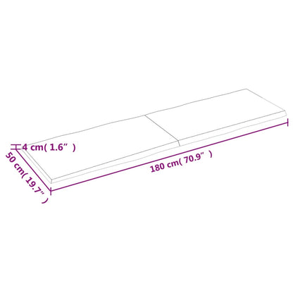 Piano Tavolo Marrone Scuro 180x50x(2-4) cm Rovere Non Trattato - homemem39