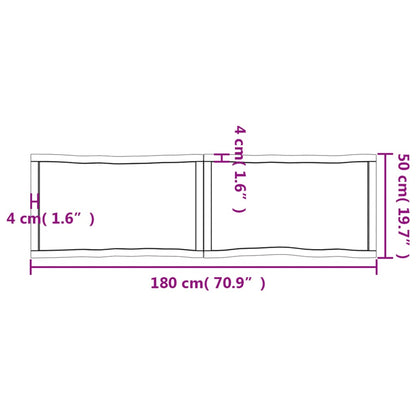 Piano Tavolo Marrone Scuro 180x50x(2-6)cm Rovere Non Trattato - homemem39